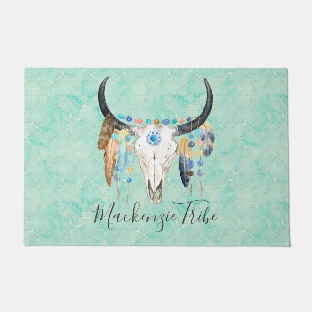 Personalised Boho Skull Doormat (Front)