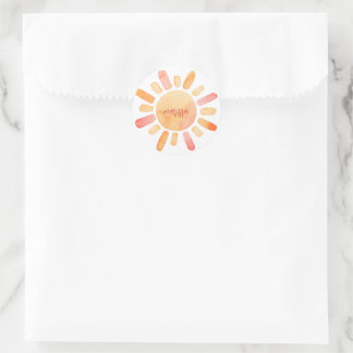 Personalised Boho Sun And Rays  Classic Round Sticker