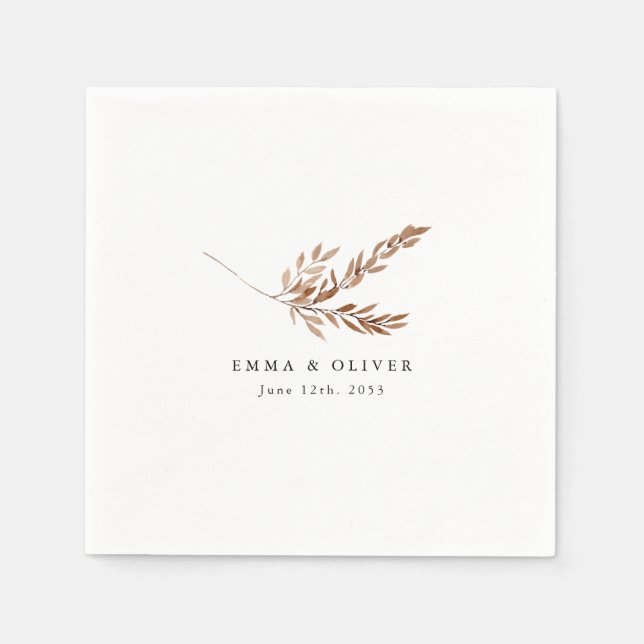 Personalised Boho Terracotta Botanical Wedding Napkin (Front)