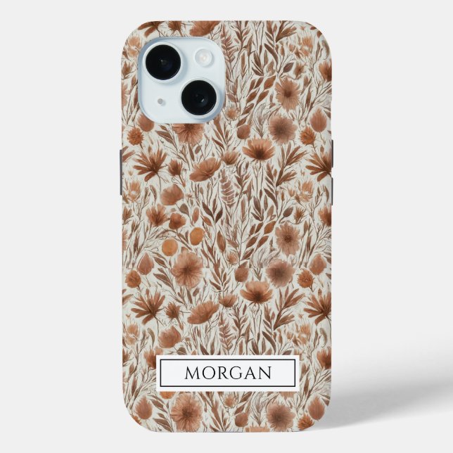 Personalised Boho Terracotta Floral Wildflower  Case-Mate iPhone Case (Back)