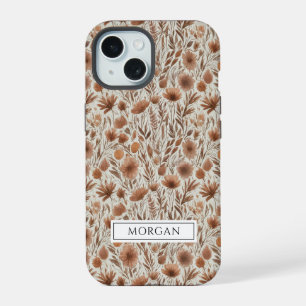 Personalised Boho Terracotta Floral Wildflower iPhone 15 Case