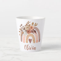 Personalised Boho Watercolor Floral Rainbow Latte