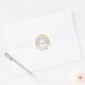 Personalised Boho Watercolor Rainbow Birthday Classic Round Sticker (Envelope)