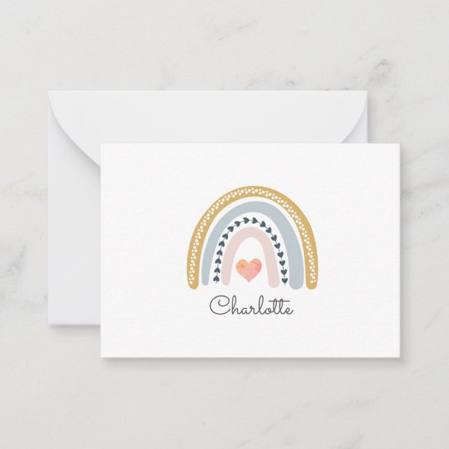 Personalised Boho Watercolor Rainbow  Card (Front)