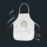 Personalised Boho Watercolor Rainbow Kid's Name Kids Apron<br><div class="desc">Boho watercolor Rainbow with hearts whimsical kid's apron with script typeface. Pastel pink blue mustard colours and little pink heart.</div>