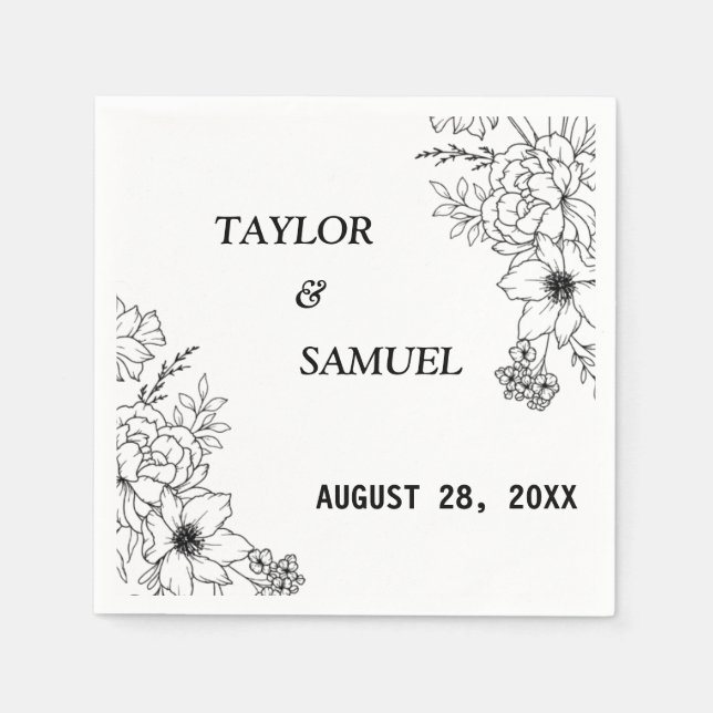 Personalised Boho Wedding Cocktail Paper  Napkin (Front)