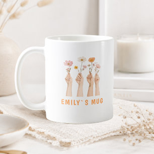 Personalised Boho Wildflower Mug with Name