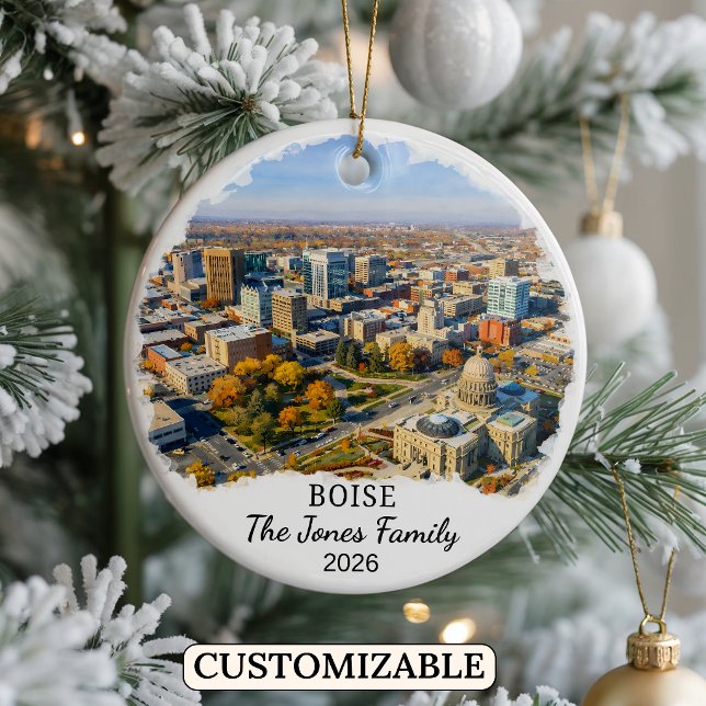 Personalised Boise Ornament, Custom Idaho State Ceramic Tree Decoration (Creator Uploaded)