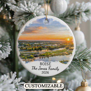 Personalised Boise Ornament, Custom Idaho State Ceramic Tree Decoration