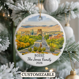 Personalised Boise Ornament, Custom Idaho State Ceramic Tree Decoration