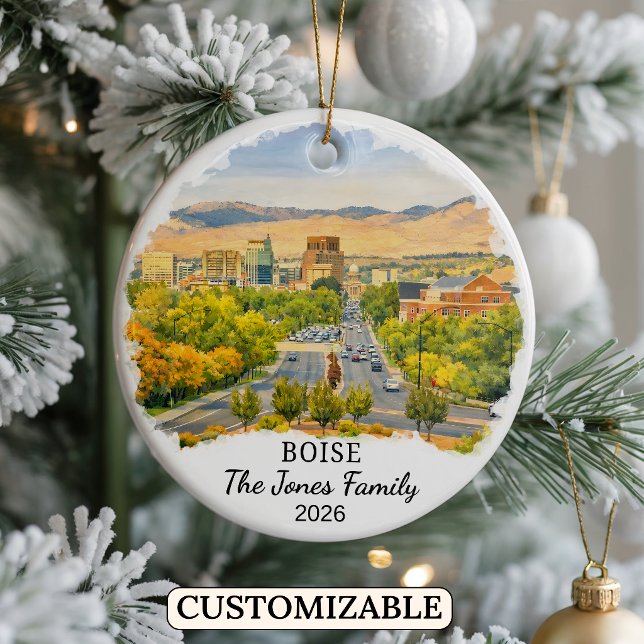 Personalised Boise Ornament, Custom Idaho State Ceramic Tree Decoration (Creator Uploaded)
