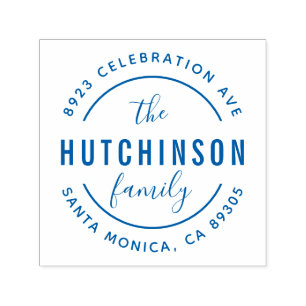 Personalised Bold Family Name Round Return Address Self-inking Stamp