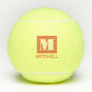 Personalised Bold Initial Clay Court Monogram Name Tennis Balls
