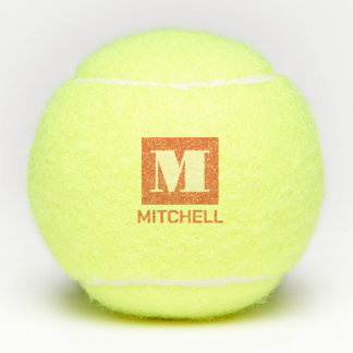 Personalised Bold Initial Clay Court Monogram Name Tennis Balls