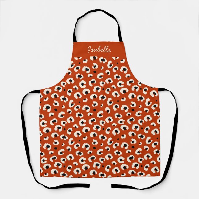 Personalised Bold Leopard Print Apron (Front)