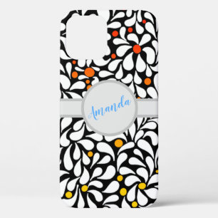 Personalised Bold modern flowers warm ombre iPhone 12 Case