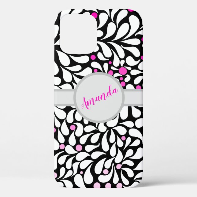Personalised Bold modern flowers with pink ombre Case-Mate iPhone Case (Back)