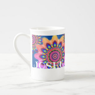 Personalised bone china mug boho mandala