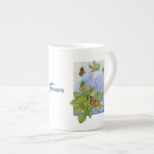 Personalised Bone China Mug with Butterflies