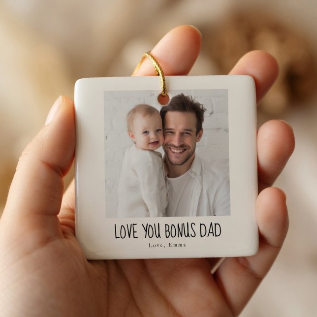 Personalised Bonus Dad Photo  Ceramic Ornament (Creator Uploaded)