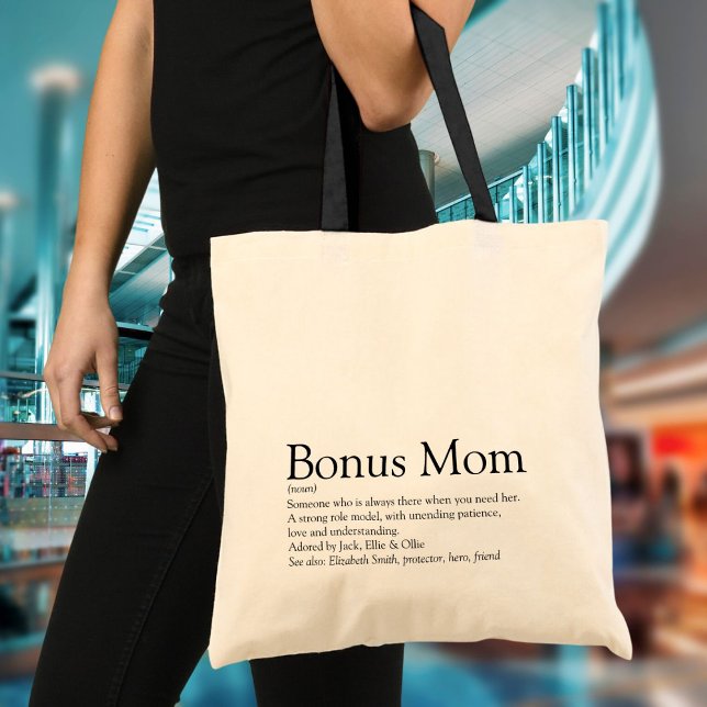 Personalised Bonus Mum Definition Quote Modern Tote Bag (Personalized Bonus Mom Definition Quote Modern Tote Bag)