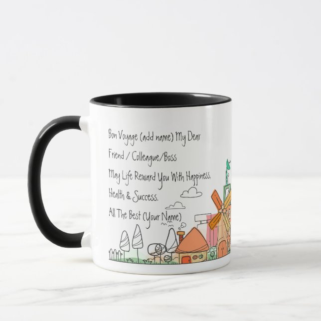 Personalised Bonvoyage Moving City Countryside Mug (Left)