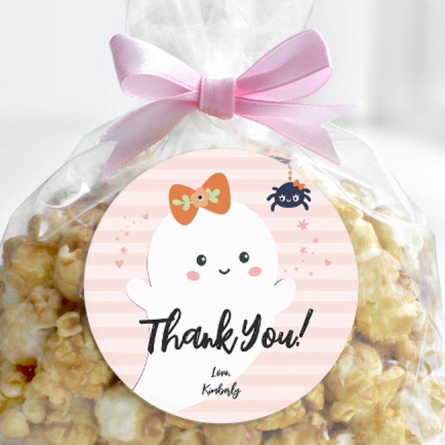 Personalised BOO Day Halloween Birthday Thank You Classic Round Sticker (Personalized Happy Booday Halloween Birthday Thank You Sticker)