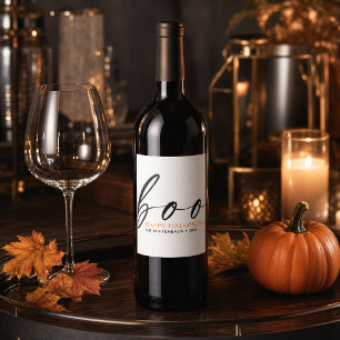 Personalised Boo Happy Halloween White Wine Label