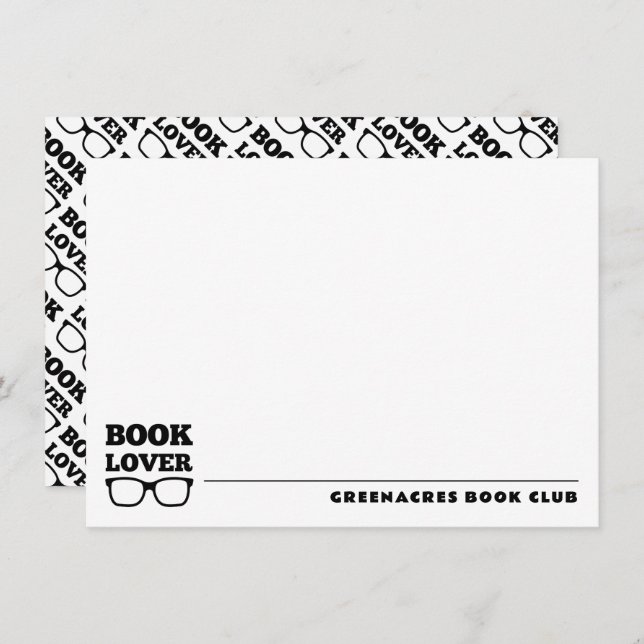 Personalised Book Club Flat Note Card (Front/Back)