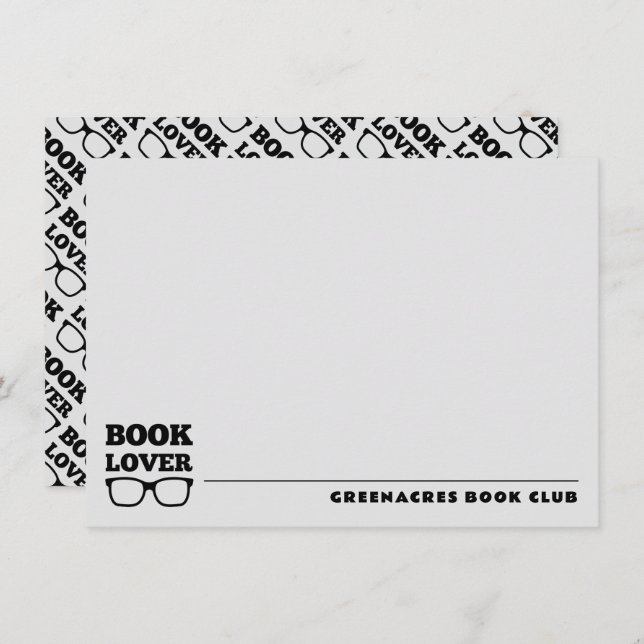 Personalised Book Club Flat Note Card (Front/Back)