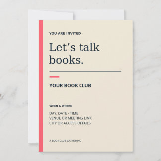 Personalised Book Club Gathering Invitation