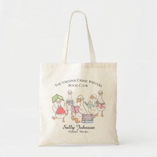 Personalised Book Club Tote Bag with Cute Geese