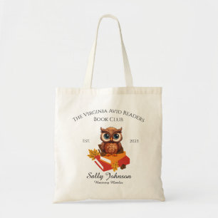 Personalised Book Club Tote Bag with Cute Owl 