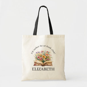 personalised book club watercolor book tote bag