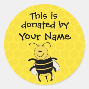 Personalised Book Donation Sticker Honeybee Custom