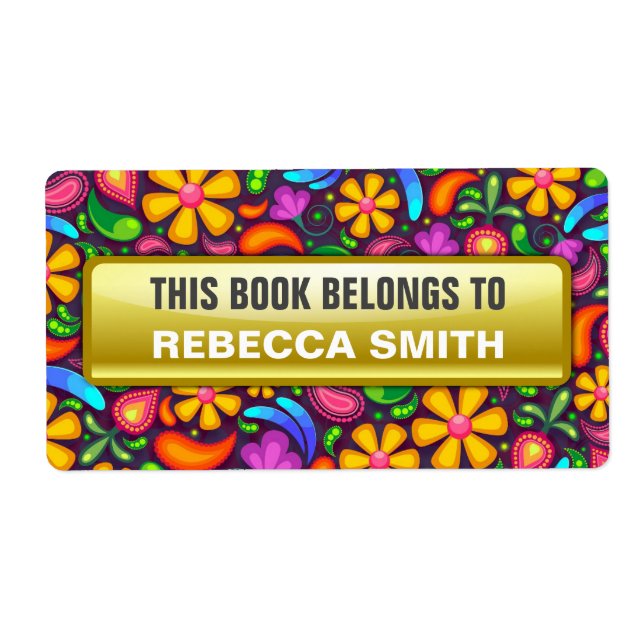 Personalised Book Labels | Floral Bookplate Label (Front)