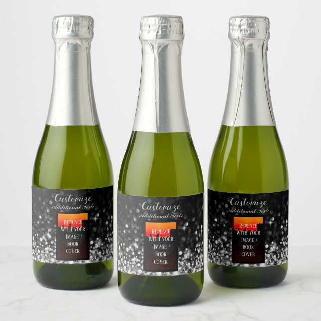 Personalised Book Launch Silver Mini Sparkling Wine Label (Bottles)
