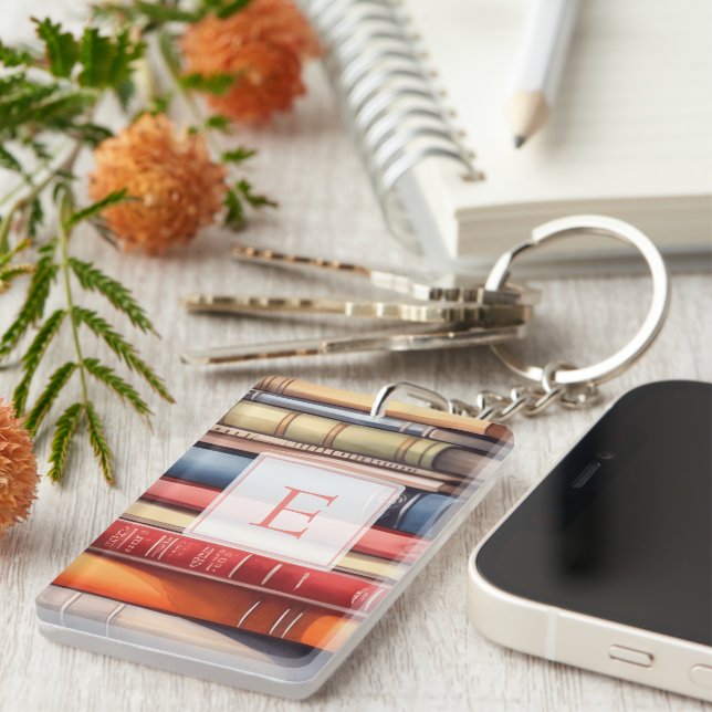Personalised Book Lover Monogram  Key Ring (Front Right)