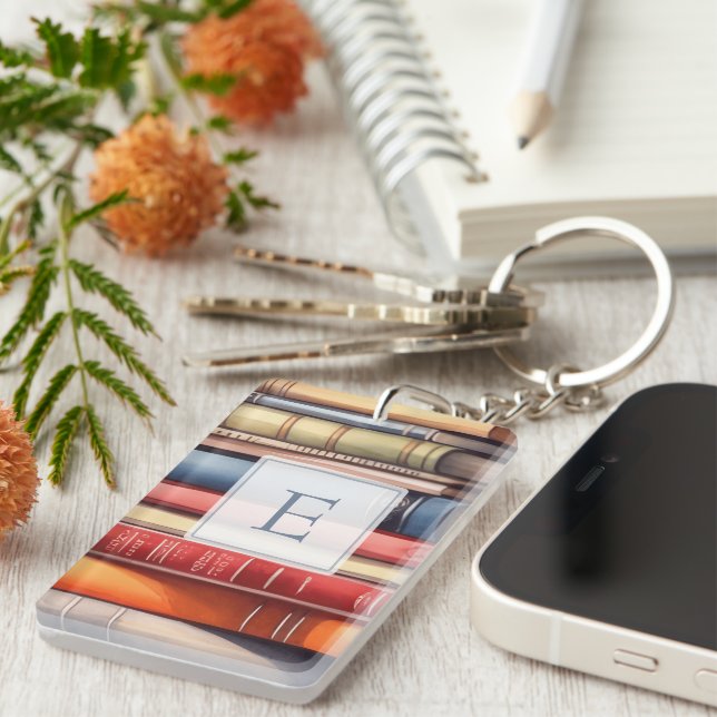 Personalised Book Lover Monogram  Key Ring (Front Right)