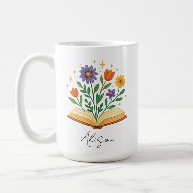 Personalised Book Lover Mug, Custom Gift For Reade Coffee Mug (Left)