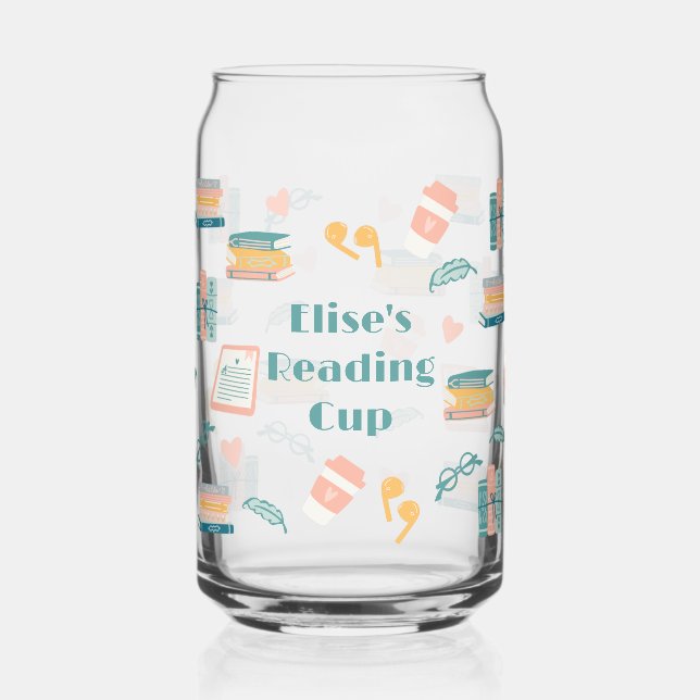 Personalised Book Lovers Drinkware Can Glass (Left)