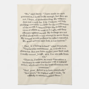 Personalised Book Quote Text Pride & Prejudice Tea Towel
