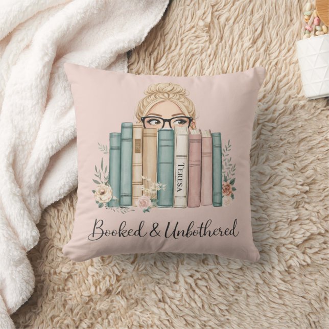 Personalised Booked and Unbothered Book Lover Cushion (Blanket)