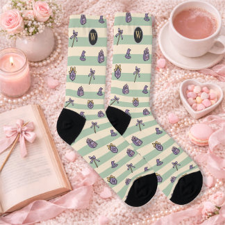 Personalised Bookish Girl Academy Wizard Green Socks