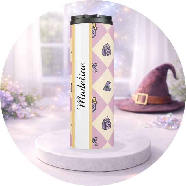 Personalised Bookish Girl Tumbler Wizard Pink (Creator Uploaded)