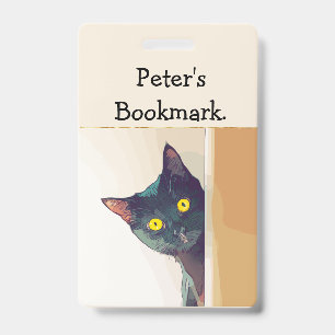 Personalised Bookmark with a Cat Motif & Quote ID Badge