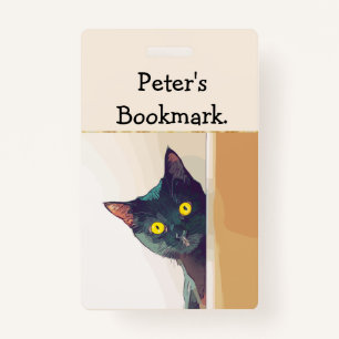 Personalised Bookmark with a Cat Motif & Quote ID Badge