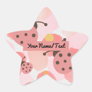 Personalised Bookplate Pastel Ladybirds  Star Sticker