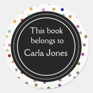 Personalised Bookplates - Colourful Dots Classic Round Sticker