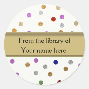 Personalised Bookplates - Colourful Dots Classic Round Sticker